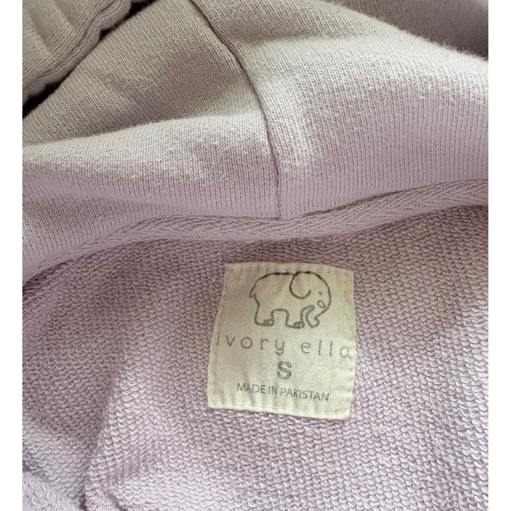 Ivory Ella Women Organic Cotton Comfy Hoodie Lavender Embroidery Elephant Logo S - Picture 4 of 9